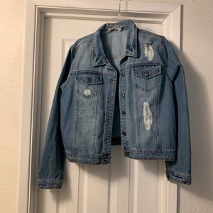 Distressed jean jacket